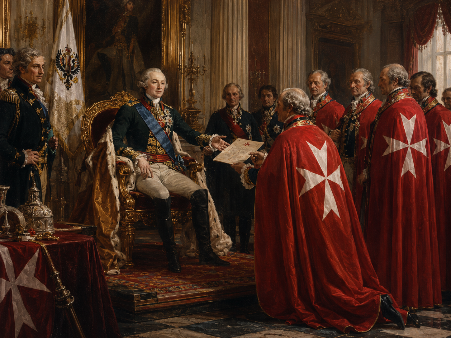 Emperor Paul I of Russia receiving Knights of St. John during the Russian Passage of the Order