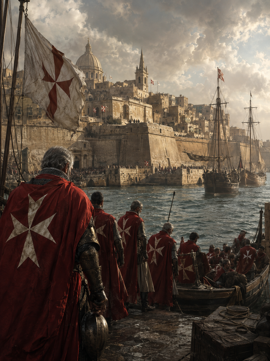 Knights of Malta departing Valletta by ship after the French occupation in 1798