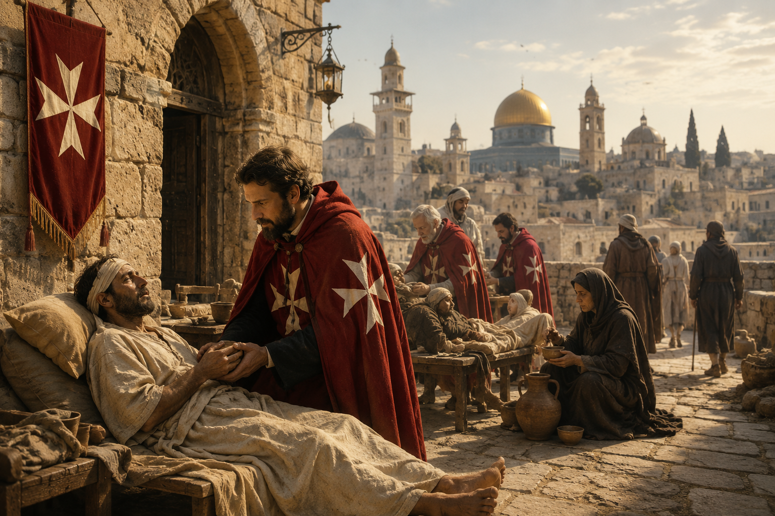 Knights of Malta caring for the sick in Jerusalem