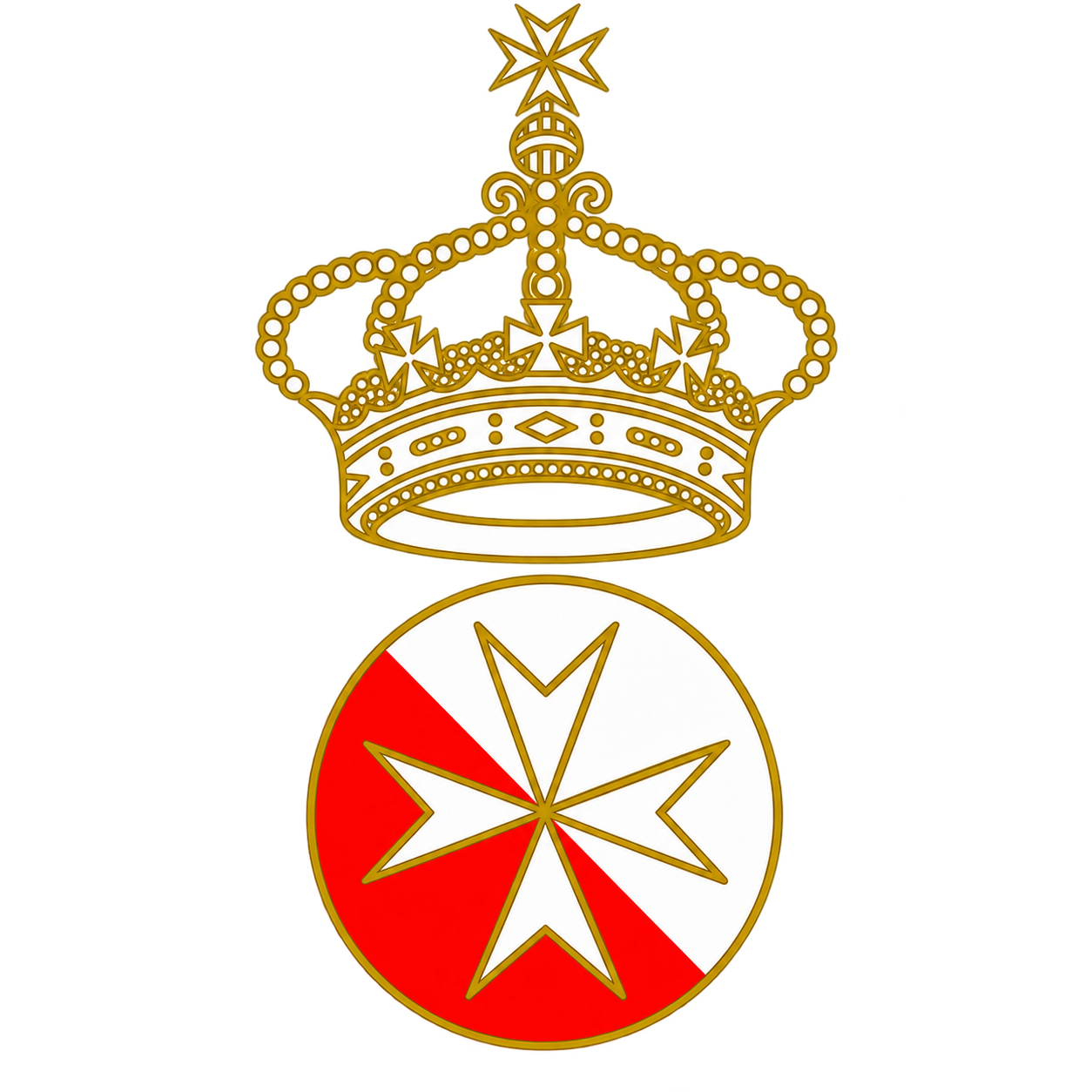 Knights of Malta USA roundel with crown and Maltese Cross emblem